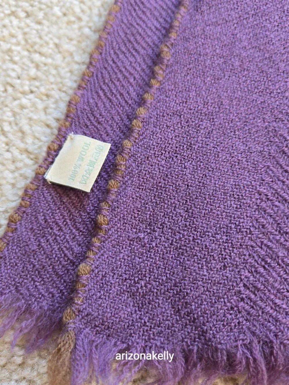 NWT Lovat & Green Wool Scarf Oversized Purple Bilbao Spain - Picture 11 of 11